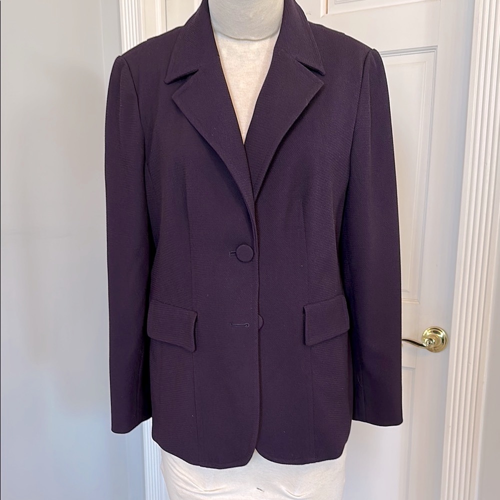 Coldwater Creek Sz 12 EUC deep purple blazer w/ 2 buttons and pocket flaps